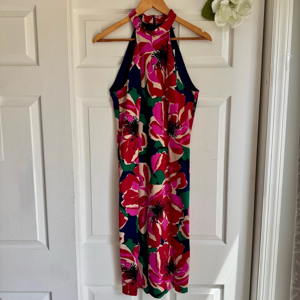 Trina Turk Floral Sheath Halter Dress Sz 6 - Picture 3 of 13